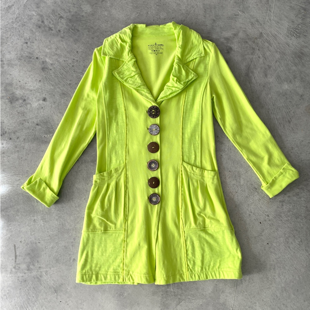 Neon Buddha Vibrant lime green long sleeve dress